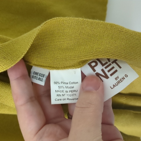 Planet by Lauren G.Oversized lagenlook 🍋‍🟩green side slits pimacotton pullover - Picture 4 of 5